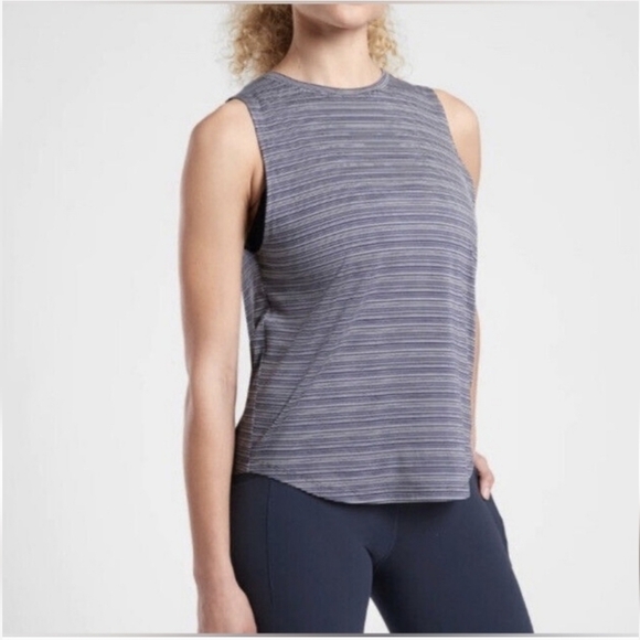 Athleta cloudlight striped muscle tank size small purple - Picture 1 of 5